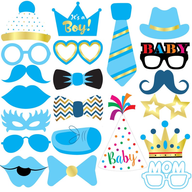 Baby Shower Boy Photo Booth Props Baby Shower Decorations Etsy