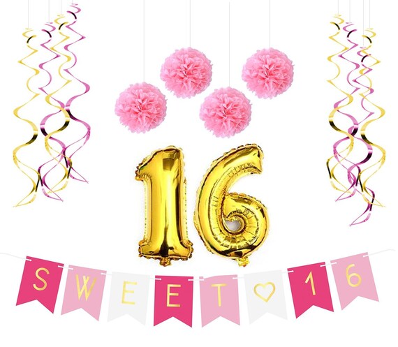 Sweet 16 Birthday Party Pack Sweet Sixteen Decorations Etsy