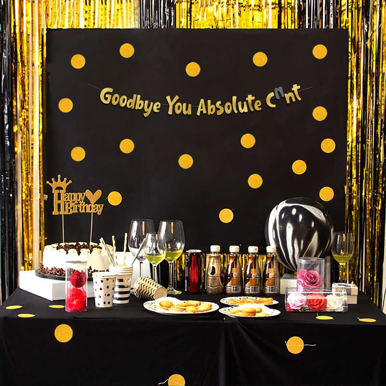 "Who Said You Could Leave" Glitter Banner - Pre-Strung Farewell, Retirement, Graduation Party Decor (No DIY)