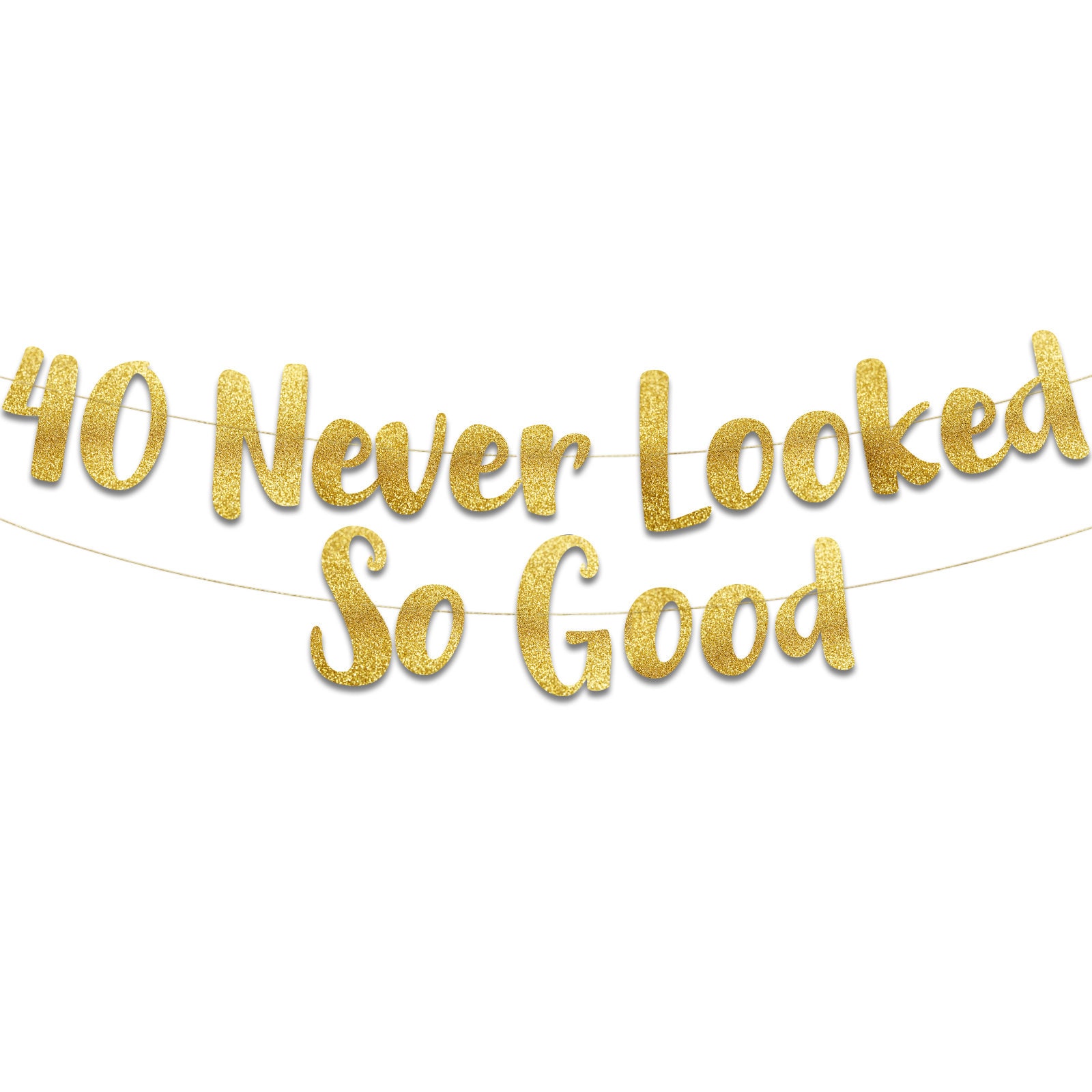 40er Geburtstags-Banner: 'Never Looked So Good' – Schwarzer Glitzer, Vorgespannt, Sofort Bereit Zum Aufhängen!