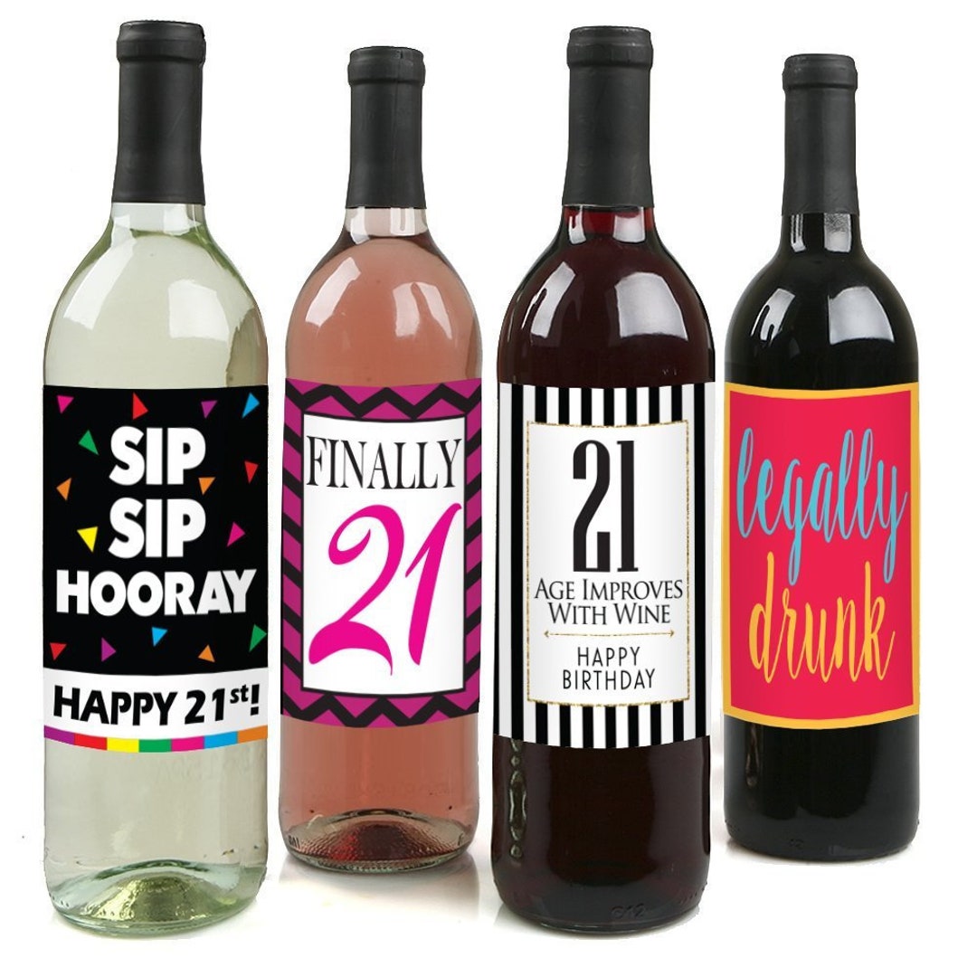 Chic 21st Birthday Wine Label Pack - Birthday Party Supplies, Ideas and ...