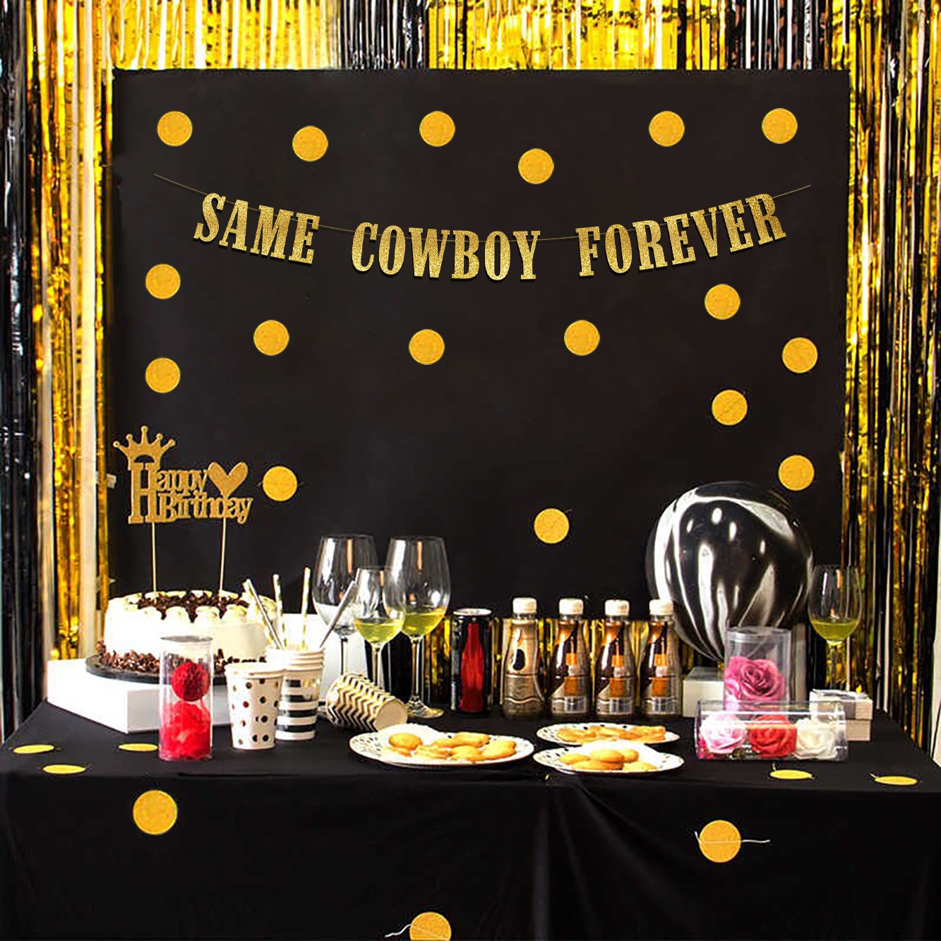 Glitter 'Same Cowboy Forever' Banner - Rose Gold Bachelorette & Bridal Shower Decor, Cowgirl Theme - View #13