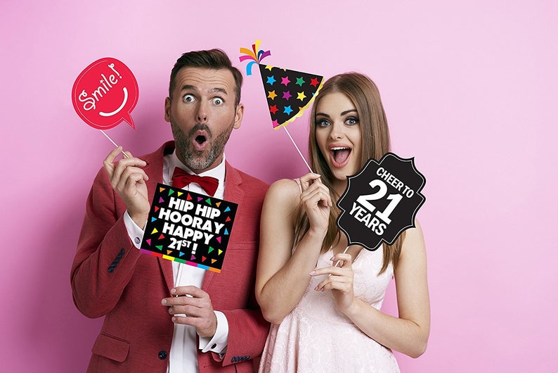 21st Birthday Photo Booth Party Props Funny 21st Birthday Party Supplies 40 Pieces Decorations and Favors