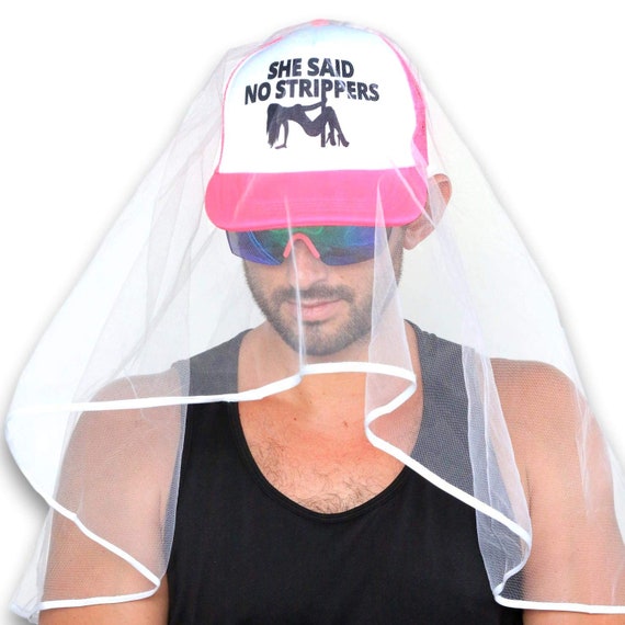 Bachelor Party Hat And Veil Bachelor Party Ideas Supplies Etsy