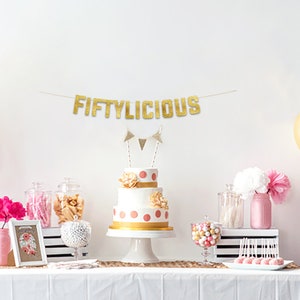 Happy 50th Birthday Banner Rose Gold – Fiftylicious Deko-Set Für Geburtstagsfeiern