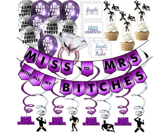 Miss to Mrs Classy & Sassy Bachelorette Purple Party Pack - Bachelorette Party Decorations, Favors and Supplies