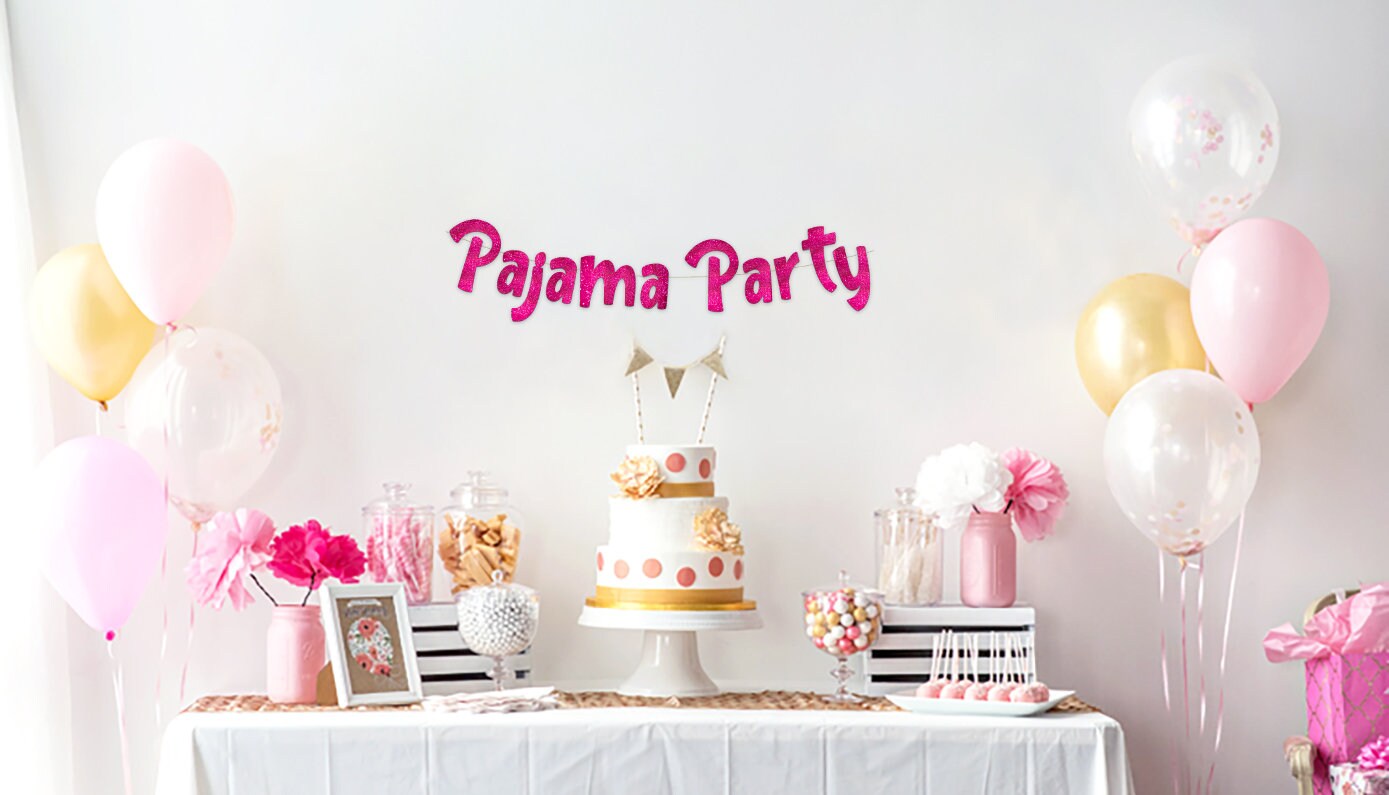 Pyjama-Party-Banner Aus Goldglitter – Buchstaben & Bänder Zum Selberbasteln, Für Mottopartys & Dekoration