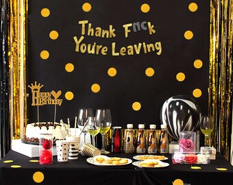 Going Away Party Gold Glitter Banner – Funny Farewell Party
