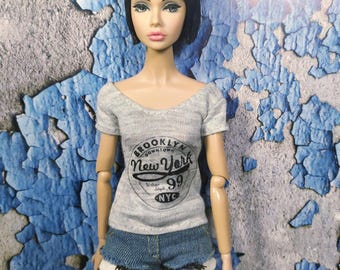 handstiched t-shirt for Integrity Toys dolls - Fashion Royalty, Poppy Parker, Dynamite Girls, Color Infusion and other.