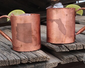 American Mule Copper Mug. Made In The Copper State, USA (State-Series Engraved Edition - Choose Your State)