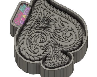 Tooled Leather Spade 3D STL File Freshie Mold Housing