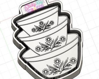 Stacked Vintage Bowls 3D STL File Freshie Mold Housing