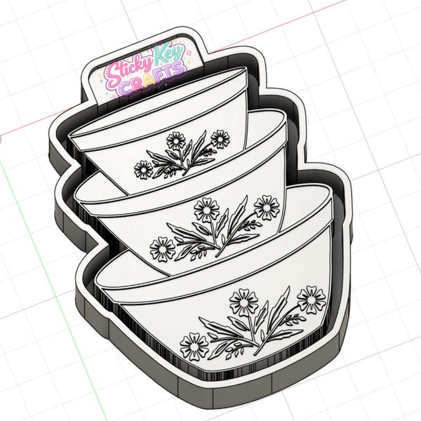 Stacked Vintage Bowls 3D STL File Freshie Mold Housing