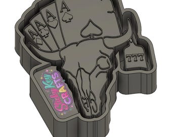 4 Aces Bull Skull 3D STL File Freshie Mold Housing