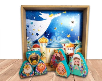 Handmade Wooden Nativity Scene very original, Nativity scene for wall decoration, Souvenir, Playful pieces