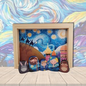 Handmade Nativity Scene of the Starry Night, Van Gogh Christmas Decoration