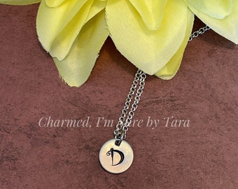 Hand stamped initial charm necklace