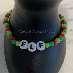 Elf inspired beaded word bracelet/ Christmas bracelets