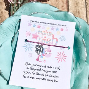 Unicorn wish bracelet/ waxed cord/ party favor / gift/ friendship bracelet