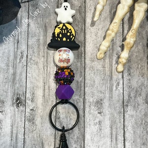 Lanyard, Ghost, Haunted House Beaded Lanyard, Teacher Lanyard, Nurse, School, Name Badge Holder, Halloween Lanyard, Breakaway Lanyard