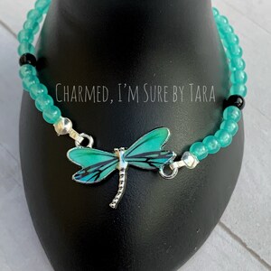 Dragonfly beaded charm bracelet