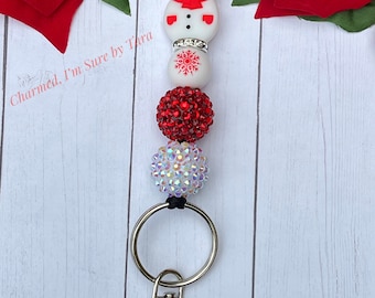 Lanyard, Snowman Beaded Lanyard, Teacher Lanyard, Nurse, School, Name Badge Holder, Breakaway Lanyard, Christmas Lanyard