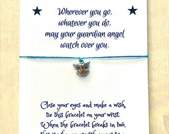 Guardian angel wish bracelet/ waxed cord/ inspirational jewelry