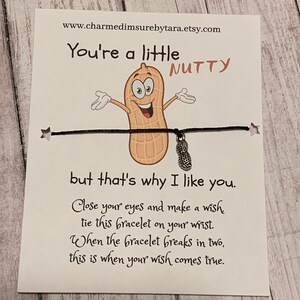 Peanut charm wish bracelet/ funny/ friendship bracelet / cute