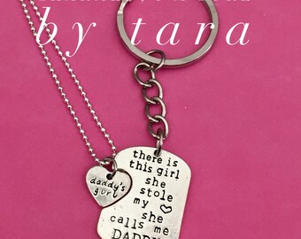 Daddy's girl keychain and necklace set. Daddy/daughter