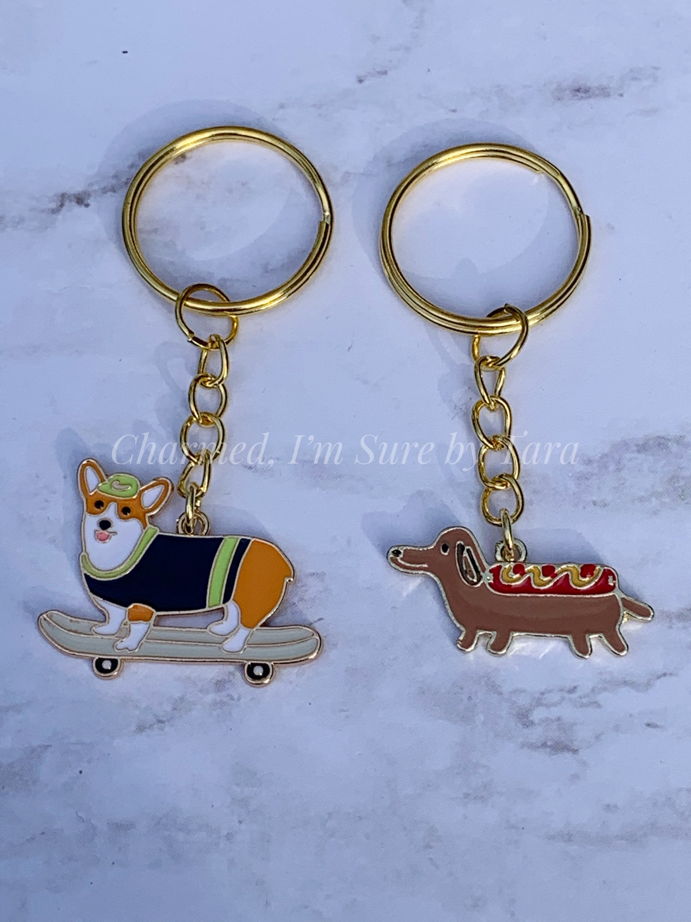 Enamel Dog Charm Keychain