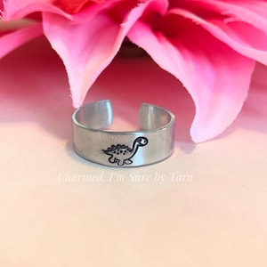 Dinosaur hand stamped ring