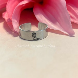 Cowboy boot hand stamped ring