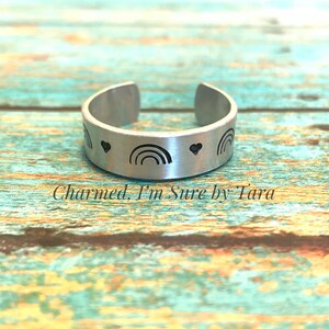 Rainbow hand stamped ring