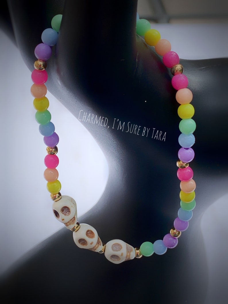 Pastel beaded skull bracelet