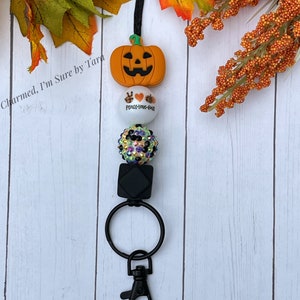 Lanyard, Pumpkin Beaded Lanyard, Teacher Lanyard, Nurse, School, Name Badge Holder, Halloween Lanyard, Breakaway Lanyard, Halloween Lanyard