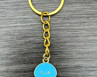 Enamel jellyfish charm keychain/ gold tone