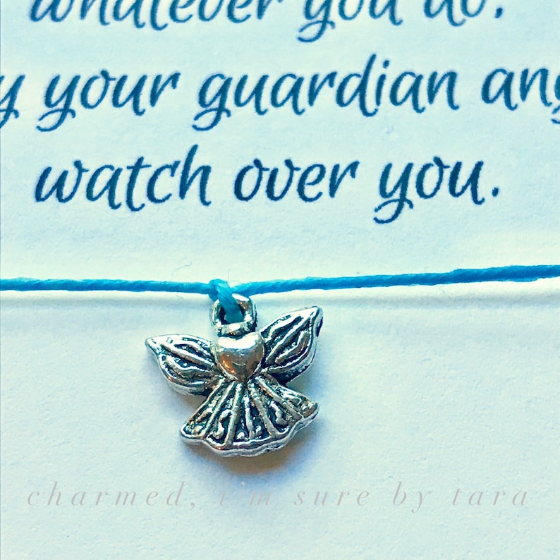Guardian Angel Wish Bracelet/ Waxed Cord/ Inspirational Etsy