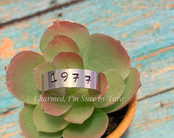 Hand stamped YEAR ring