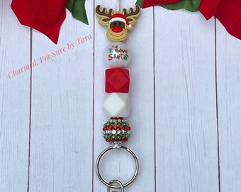 Lanyard, Reindeer Beaded Lanyard, Teacher Lanyard, Nurse, School, Name Badge Holder, Breakaway Lanyard, Christmas Lanyard