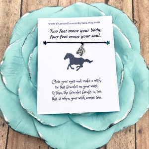 Horse charm wish bracelet/ friendship bracelet / waxed cord bracelet