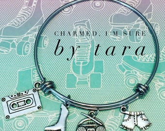 80's fashion bangle charm bracelet.