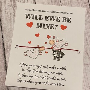 Valentine’s Day wish bracelet/ Sheep charm wish bracelet/ Valentine’s Day gift