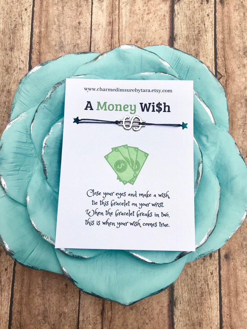 Money wish bracelet/ dollar sign charm bracelet/ waxed cord Etsy