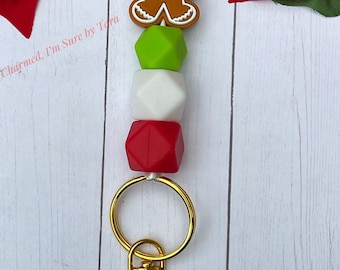 Lanyard, Gingerbread Man Beaded Lanyard, Teacher Lanyard, Nurse, School, Name Badge Holder, Breakaway Lanyard, Christmas Lanyard