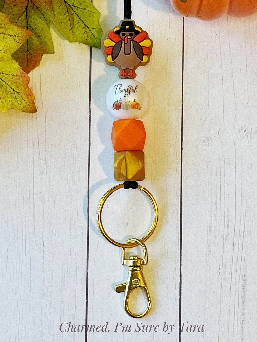 Lanyard Thanksgiving Turkey Beaded Lanyard Teacher Lanyard Etsy