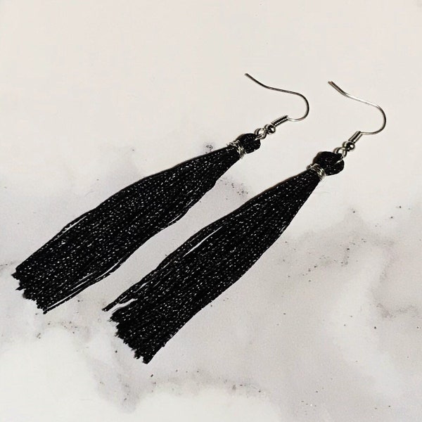 Black tassel earrings