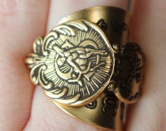 Sagitario - Anillo de cuchara del zodiaco vintage