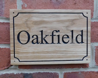 HOUSE NAME NUMBER Address Sign, Engraved Oak Wood Sign, Oak Personalised Plaque, Gate, Garden, Shed, Outdoor, Custom Sign, Stable Horse Name