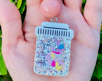 Easter Pill Bottle Shaker Keychain, Beaded Nurse Gift