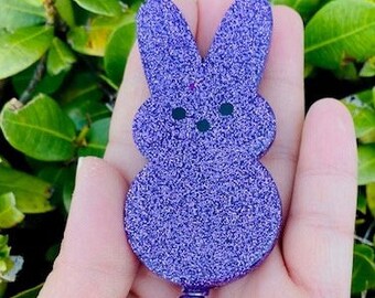 Marshmallow Bunny Belt Clip Badge Reel, Easter Gift